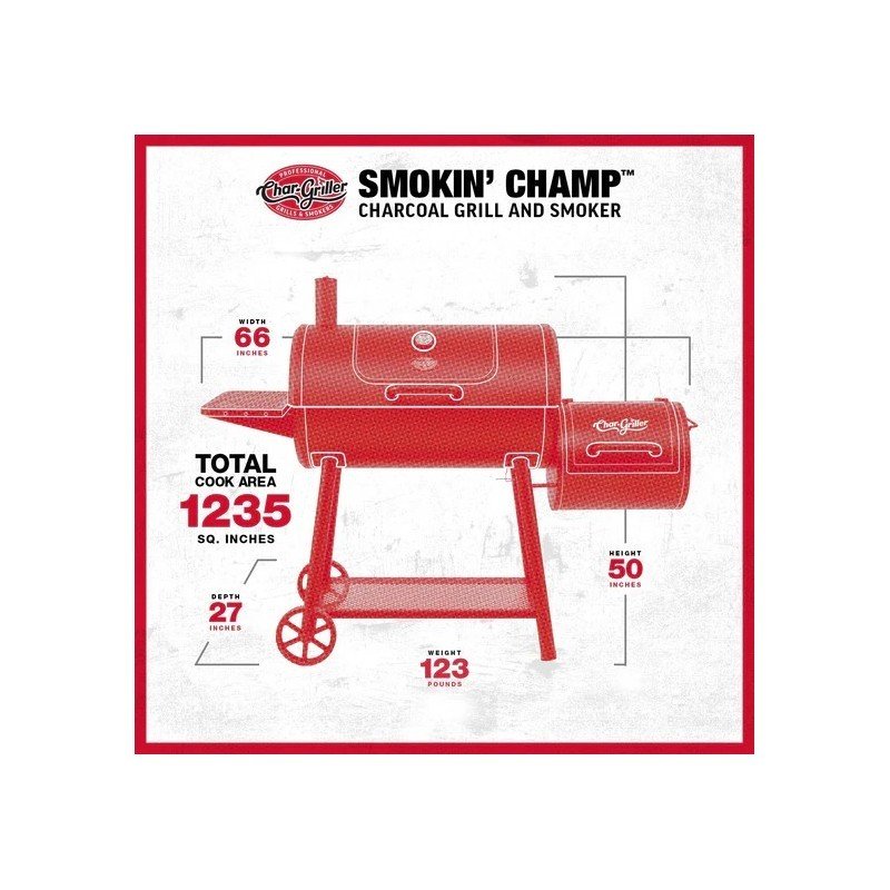 Lauko kepsninė-rūkykla Char-Griller Grand Champ Offset Smoker - Image 7