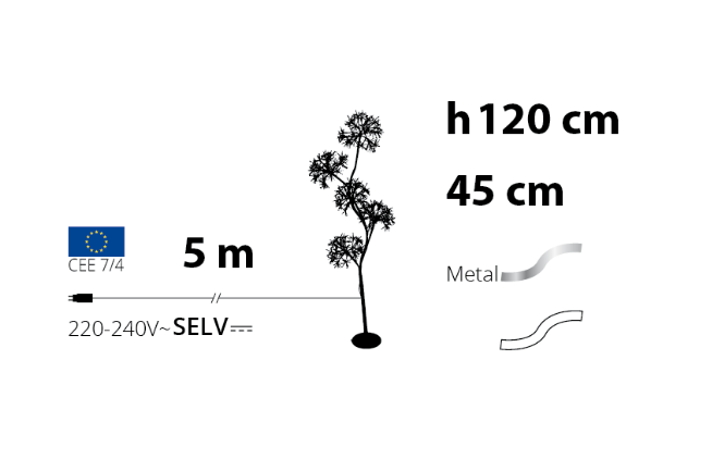 Šviečiantis LED medis 1,20 m baltos spalvos - Image 6