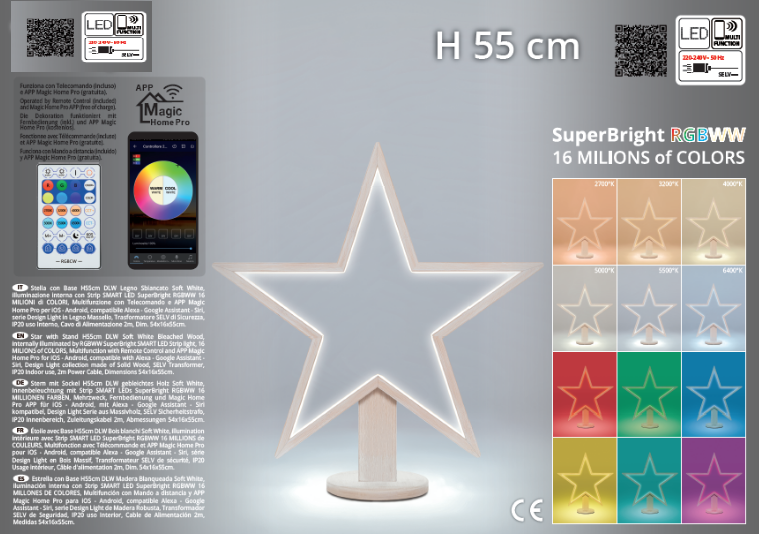 Šviečianti įv. spalvomis LED žvaigždė, 55 cm - Image 13